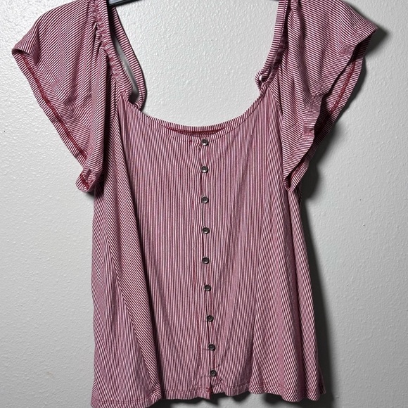American‎ Eagle Off Shoulder Stripe Top Blouse Soft & Sexy Size XS - Picture 2 of 7